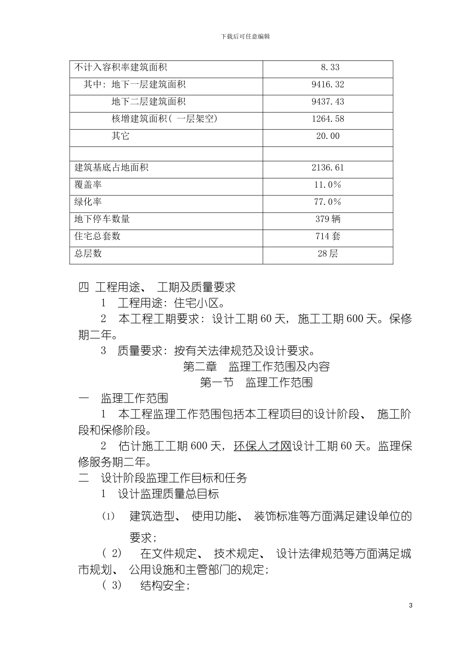 皇御工程项目监理规划模板_第3页