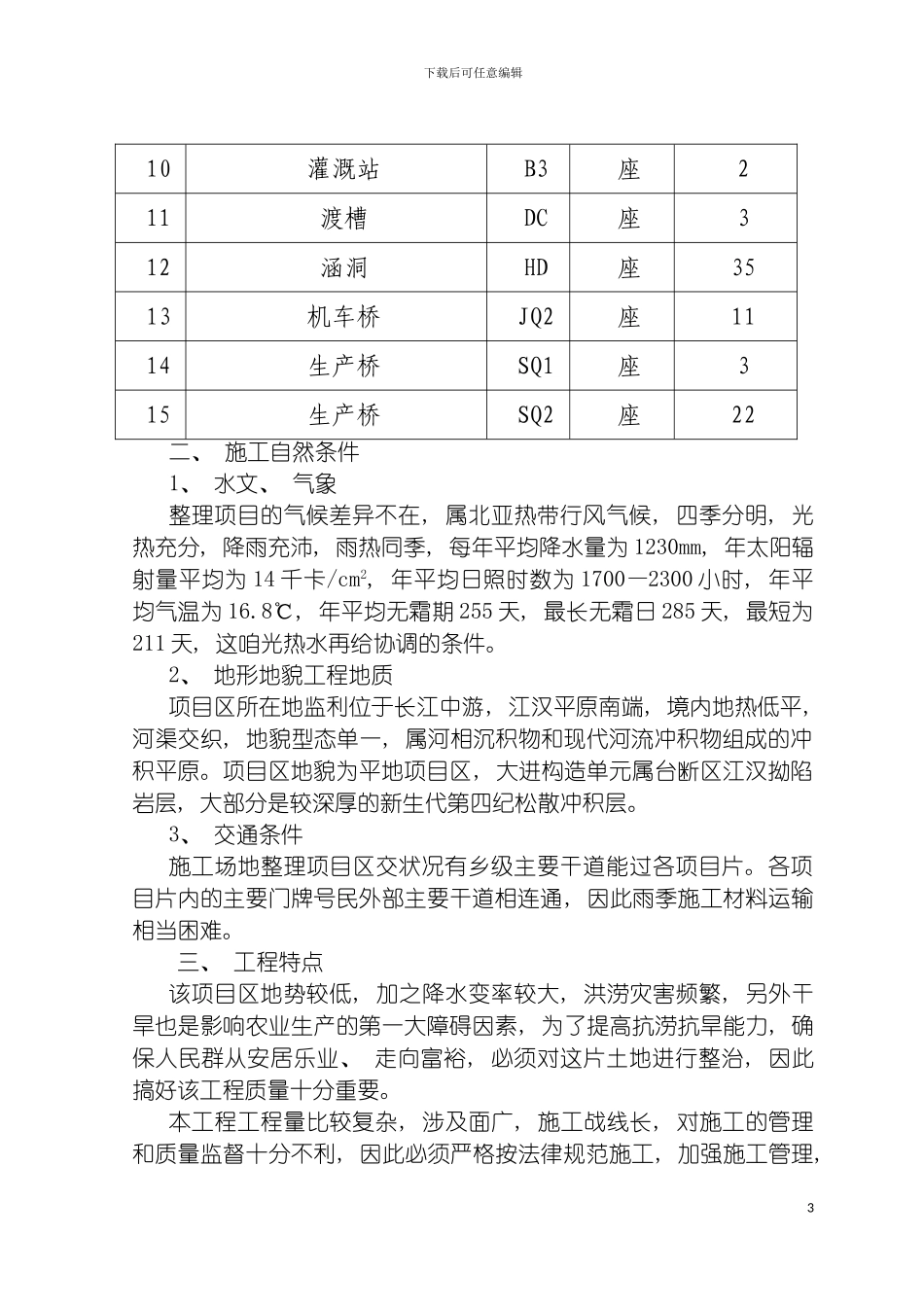 监利县土地整理项目第二标段施工组织设计模板_第3页