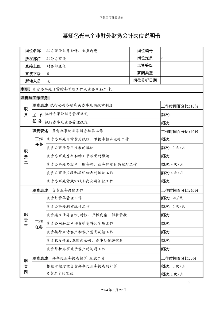 知名光电企业驻外财务会计岗位说明书._第3页