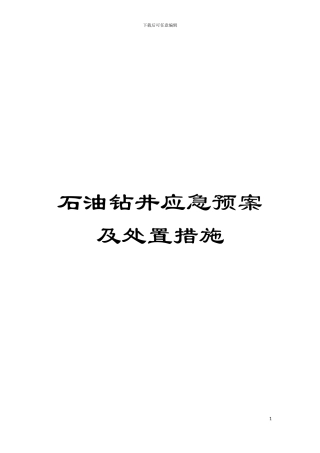 石油钻井应急预案及处置措施模板