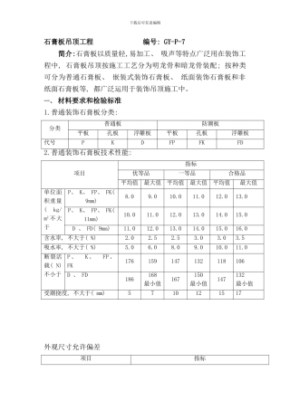 石膏板吊顶施工工艺样本