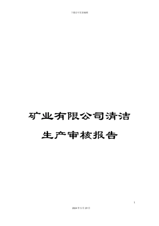 矿业有限公司清洁生产审核报告