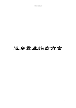 返乡置业招商方案模板