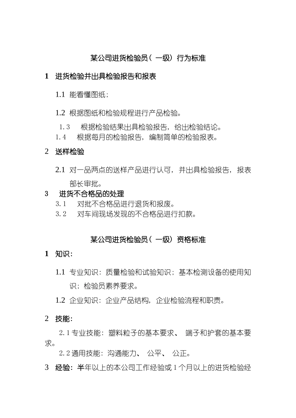 进货检验员任岗位说明书模板_第2页