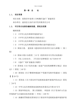 选厂可行性研究报告样本