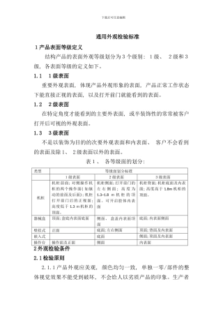 通用外观检验标准样本