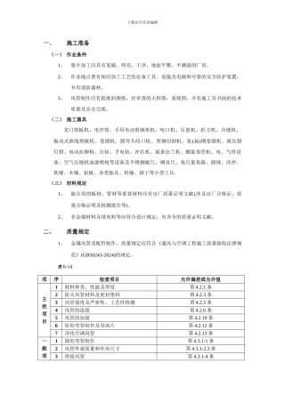 通风管道部件安装工程技术交底