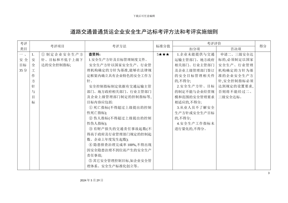 道路交通普通货运企业安全生产达标考评方法和考评实施细则_第3页