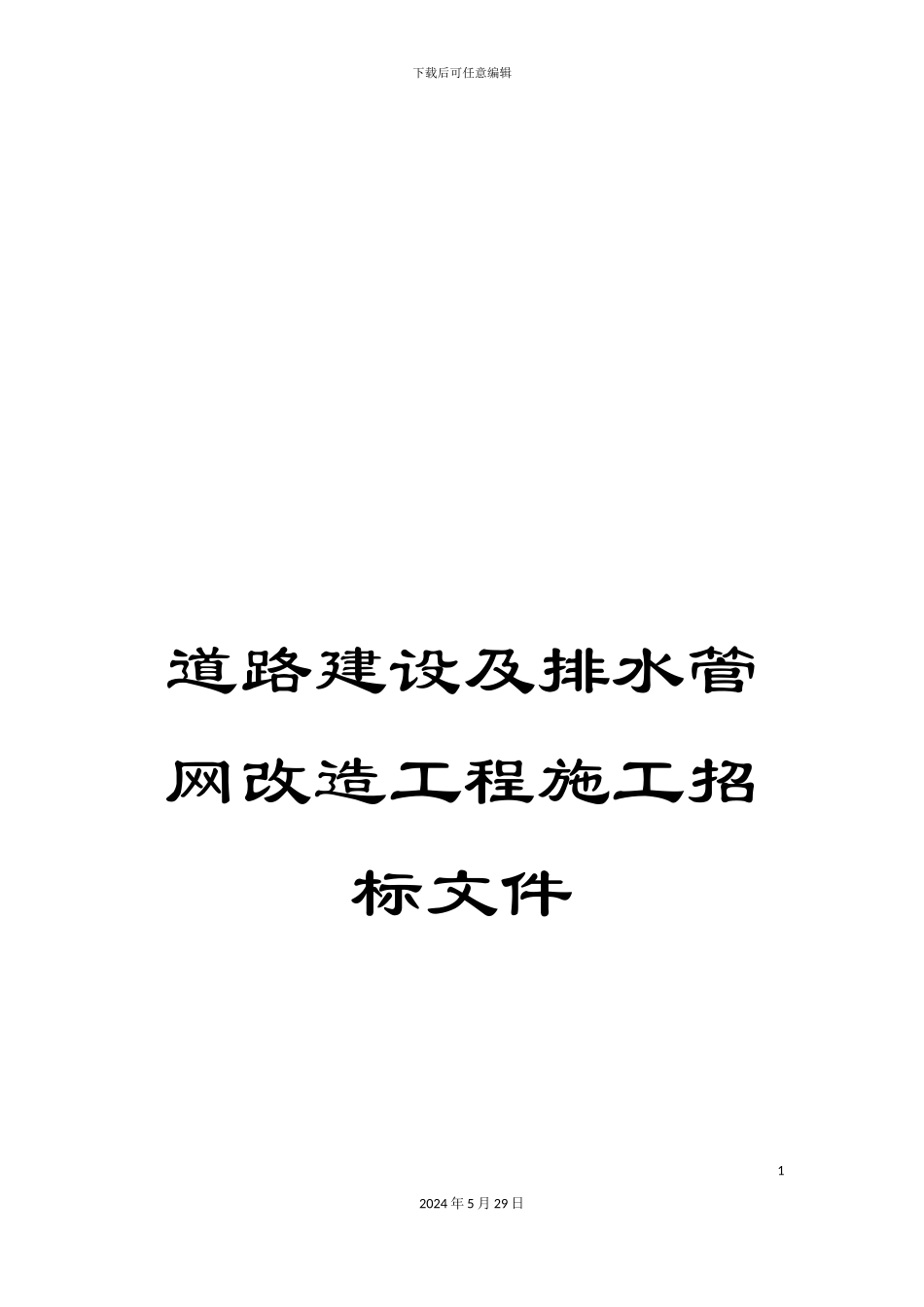道路建设及排水管网改造工程施工招标文件_第1页