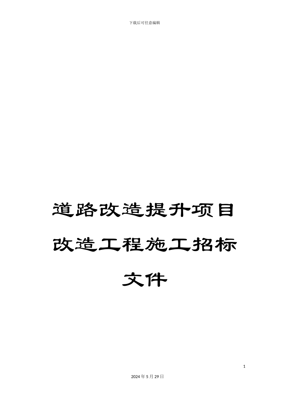 道路改造提升项目改造工程施工招标文件_第1页