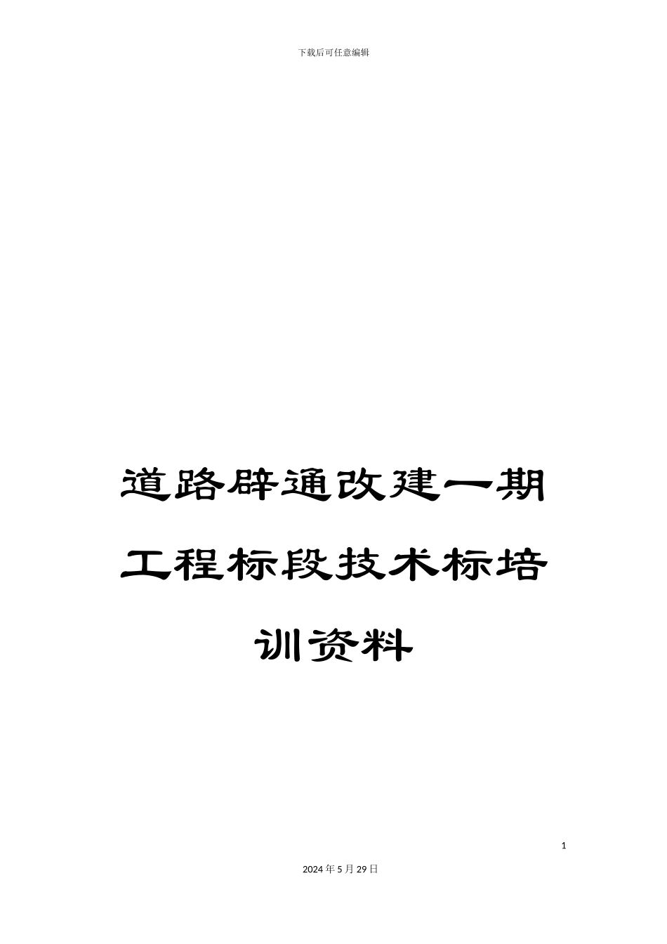 道路辟通改建一期工程标段技术标培训资料_第1页