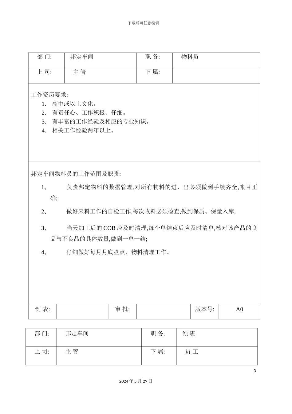 邦定车间岗位职责及任职要求_第3页