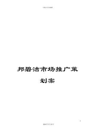 邦碧洁市场推广策划案