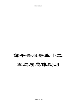 邹平县服务业十二五发展总体规划