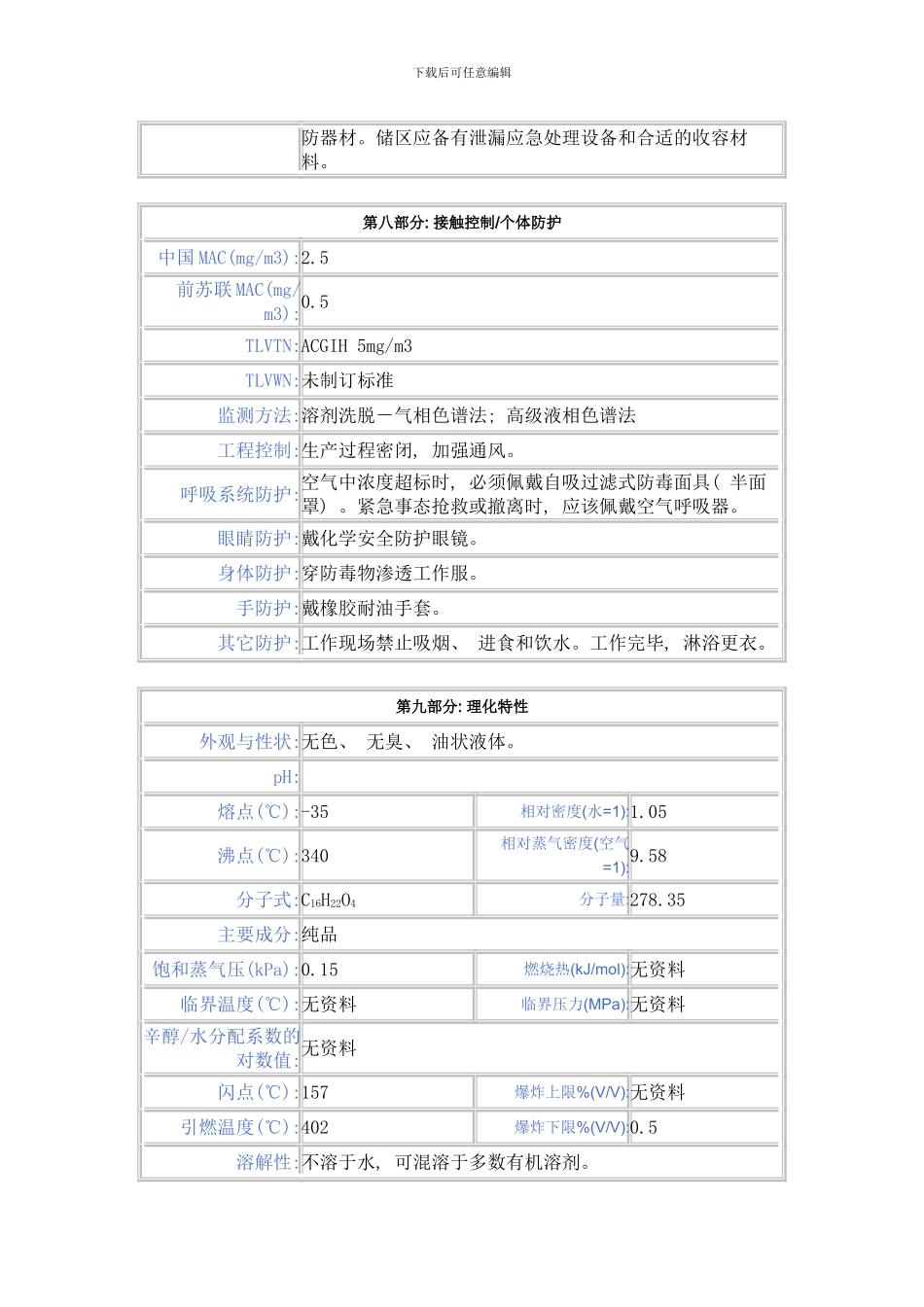 邻苯二甲酸二丁酯安全技术说明书样本_第3页