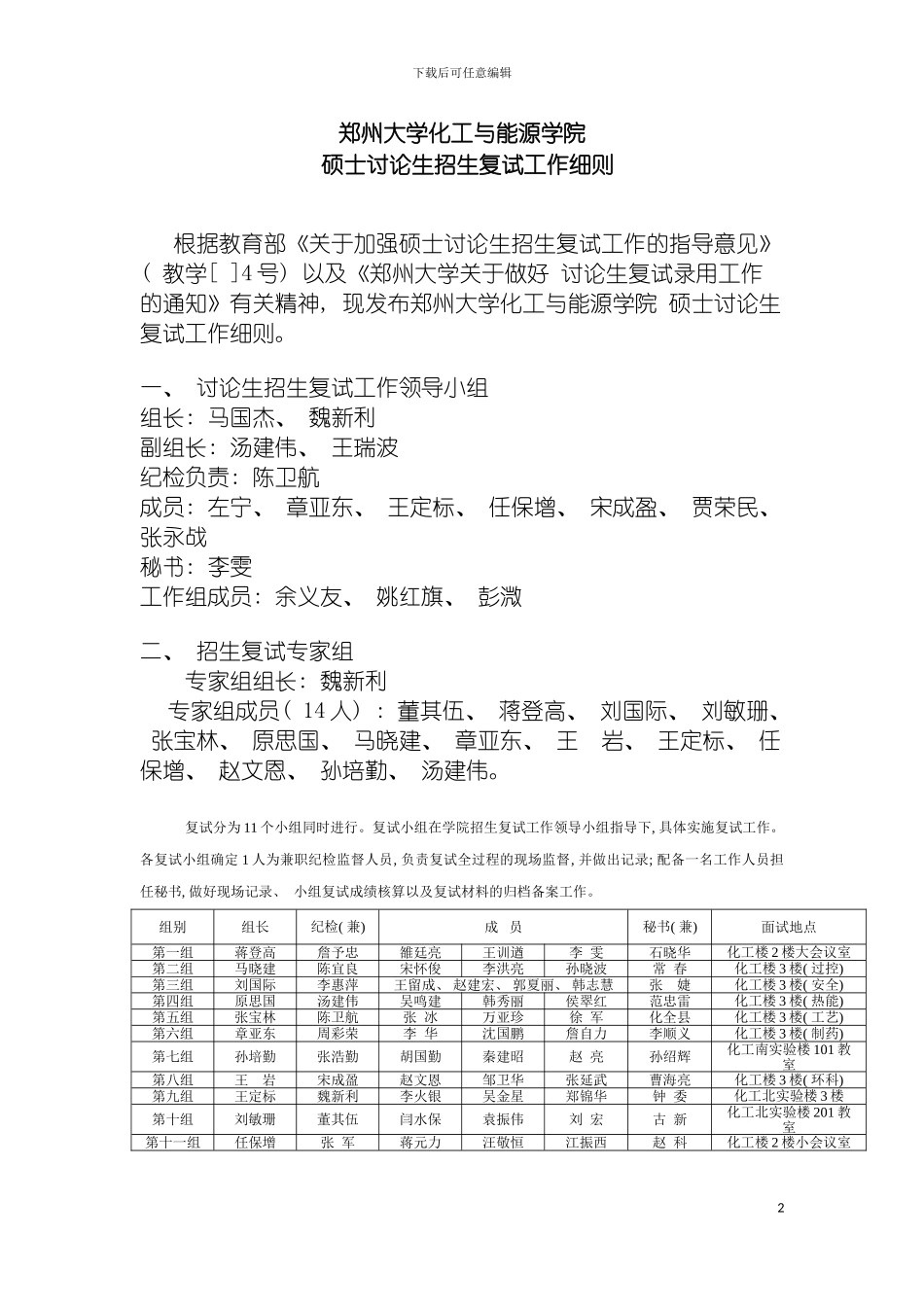 郑州大学化工与能源学院硕士研究生招生复试工作细则模板_第2页