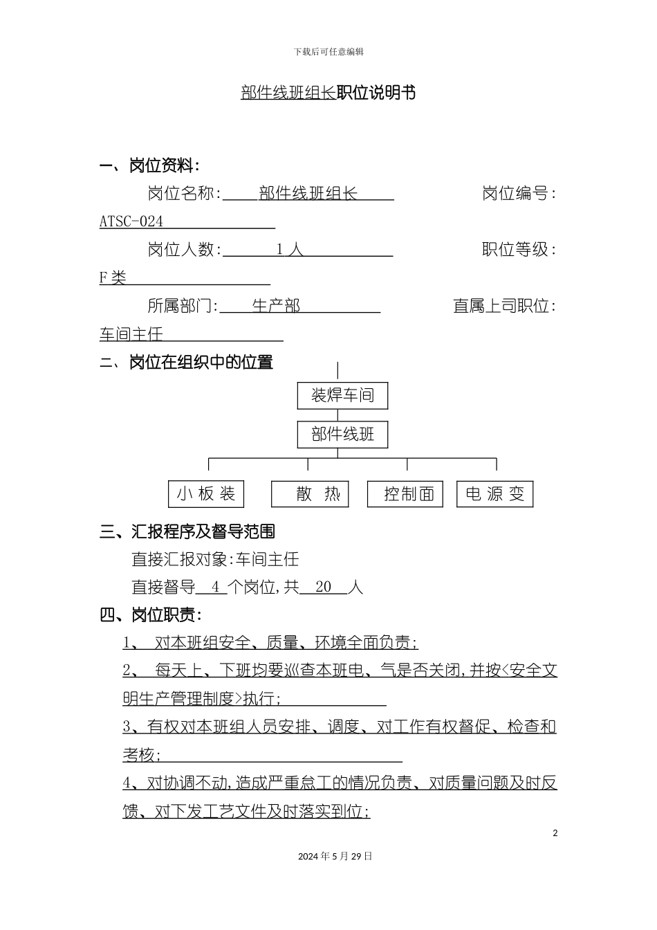 部件线班组长职位说明书_第2页