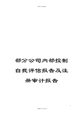 部分公司内部控制自我评估报告及注册审计报告