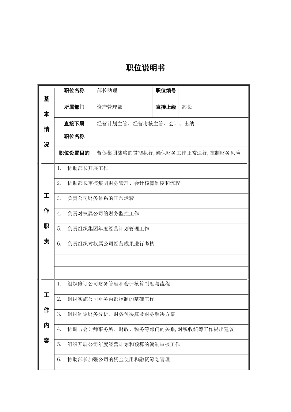 部长助理的岗位说明书_第2页
