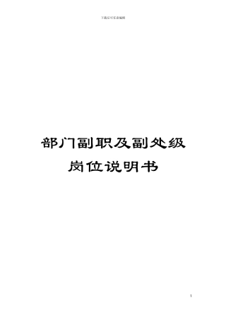 部门副职及副处级岗位说明书模板