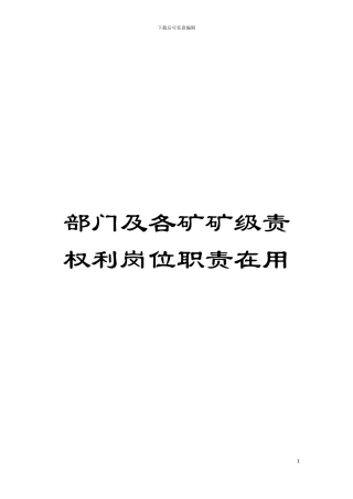 部门及各矿矿级责权利岗位职责在用模板