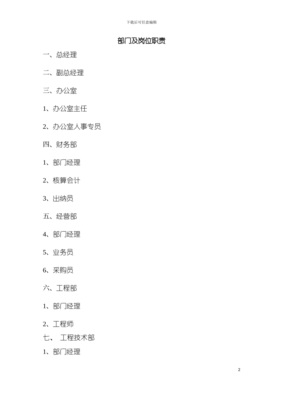 部门及岗位职责模板_第2页