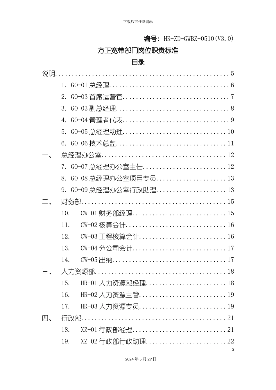部门岗位职责标准说明书_第2页