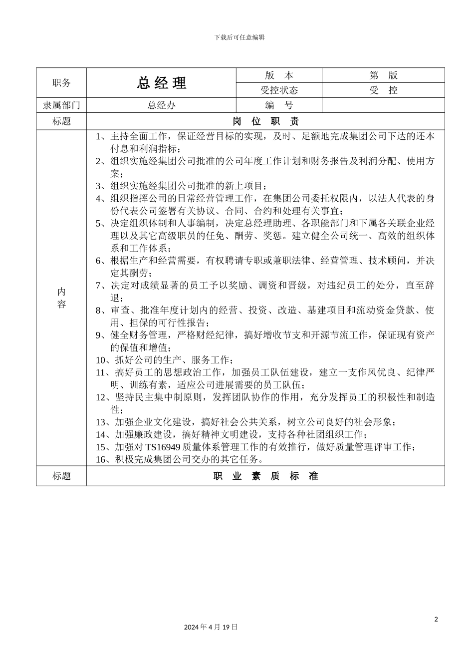 部门岗位职责范文_第2页