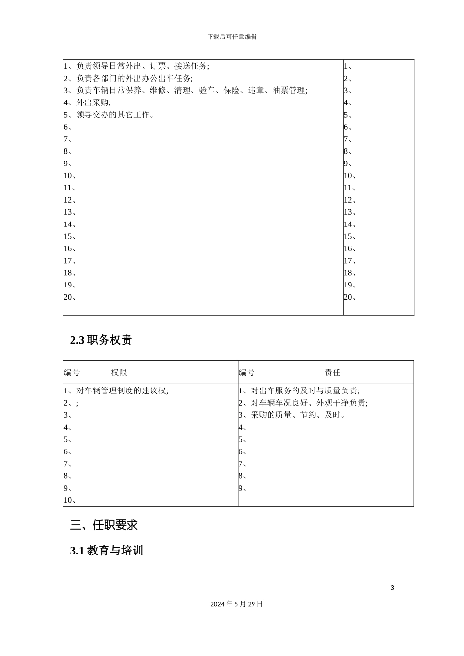 部门经理司机岗位职责_第3页