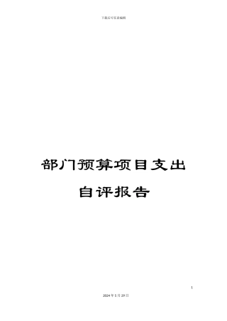 部门预算项目支出自评报告