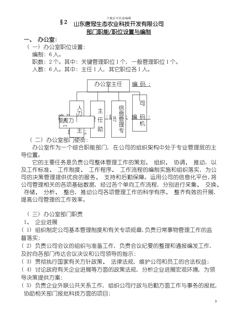 部门职能与职位说明书模板_第3页