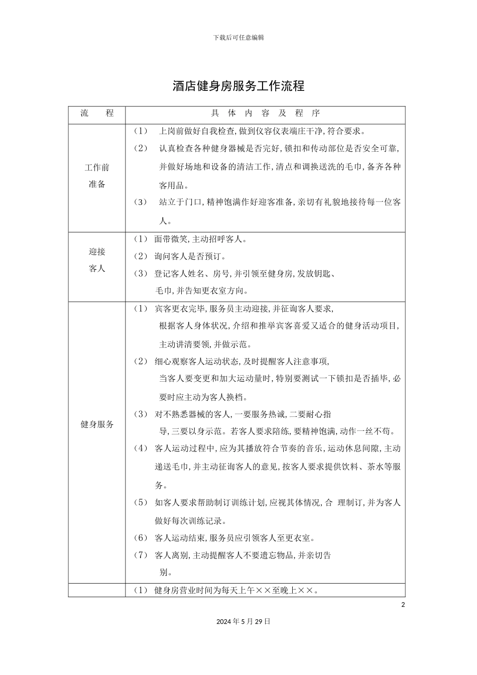 酒店健身房服务工作流程_第2页