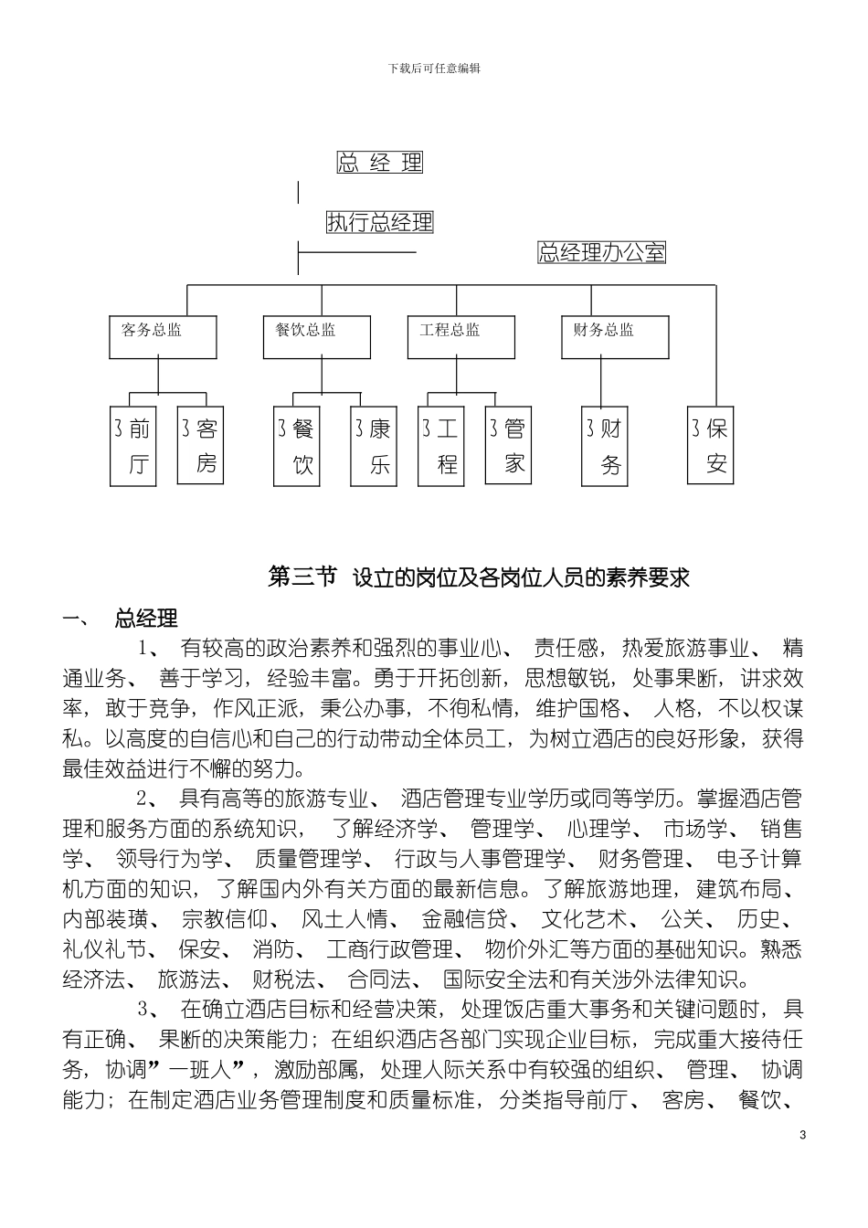 酒店总经理室管理规范篇模板_第3页