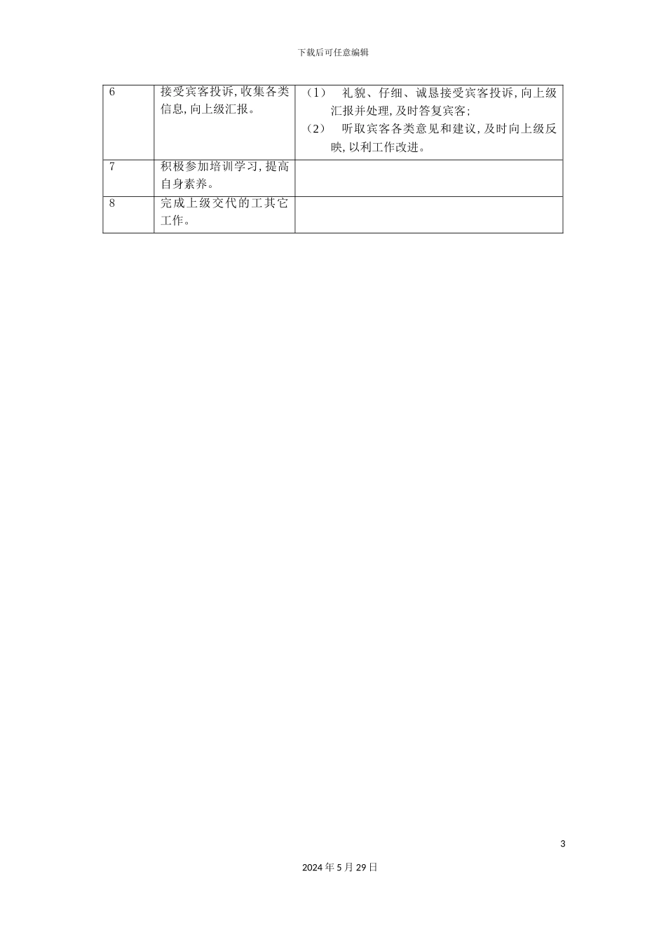 酒店康乐部台班服务员岗位职责_第3页