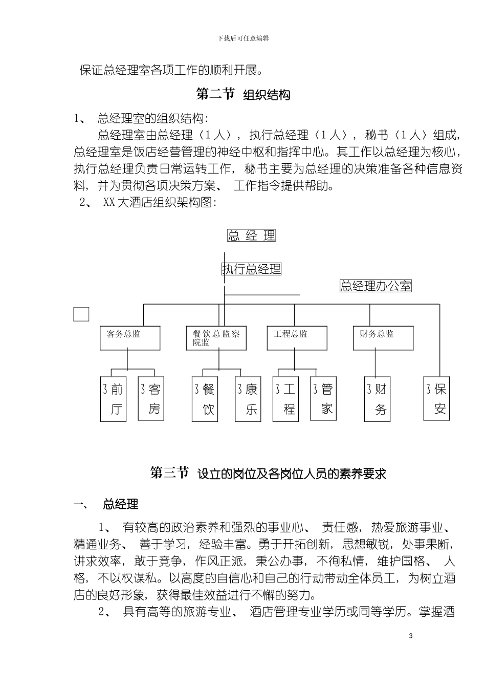 酒店总经理室管理规范模板_第3页