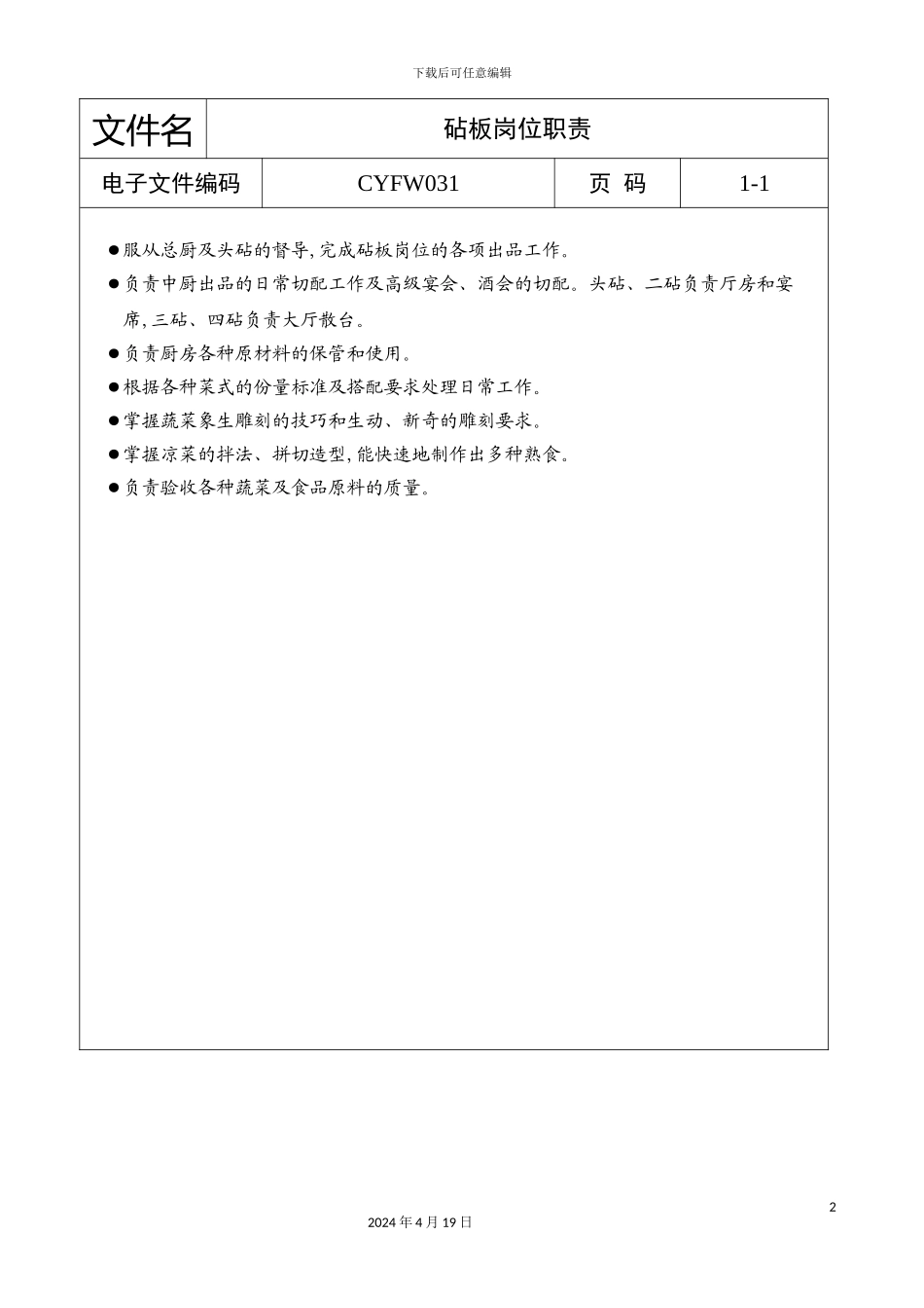 酒店砧板岗位职责_第2页