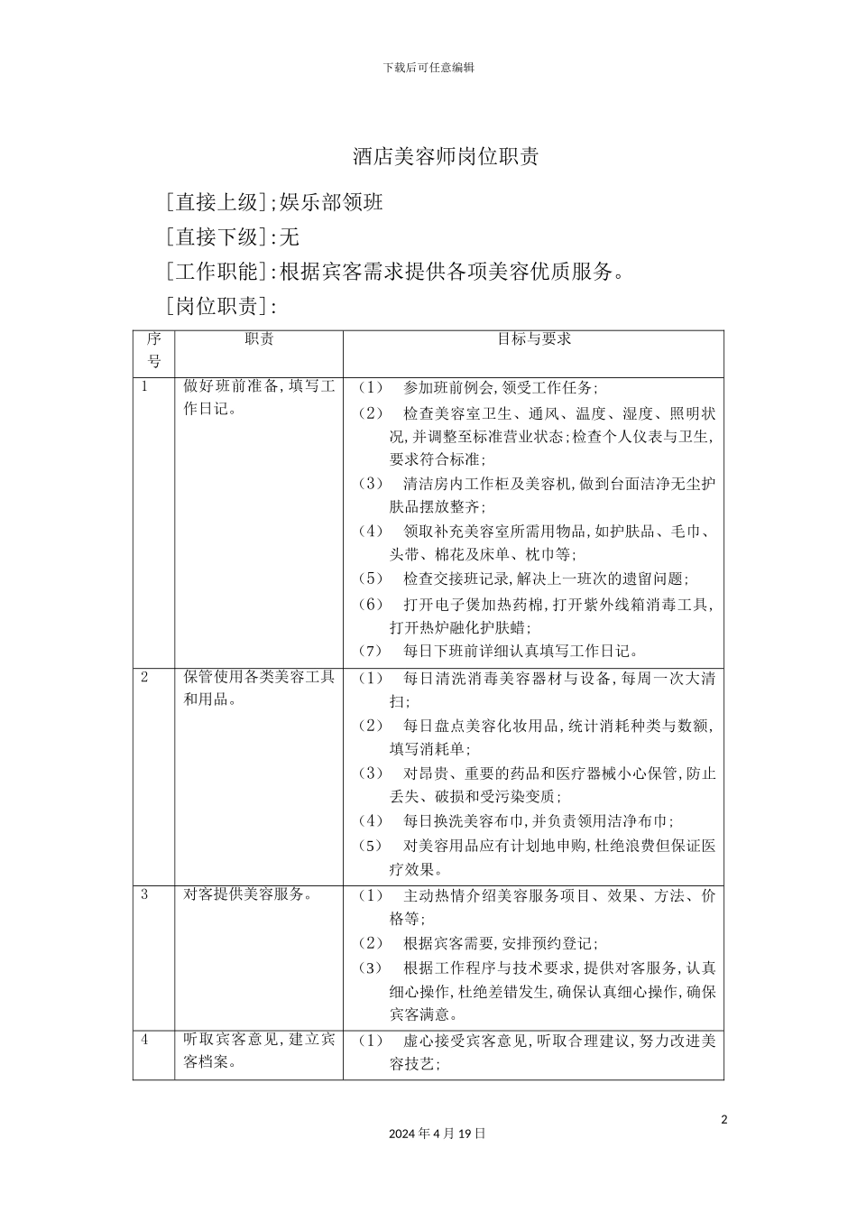 酒店美容师岗位职责_第2页