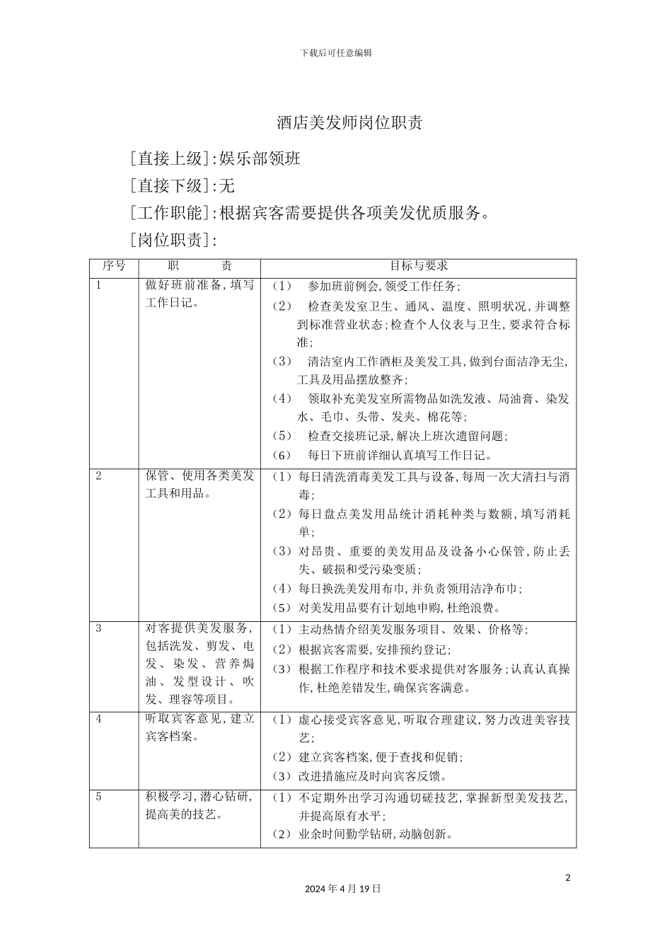 酒店美发师岗位职责_第2页
