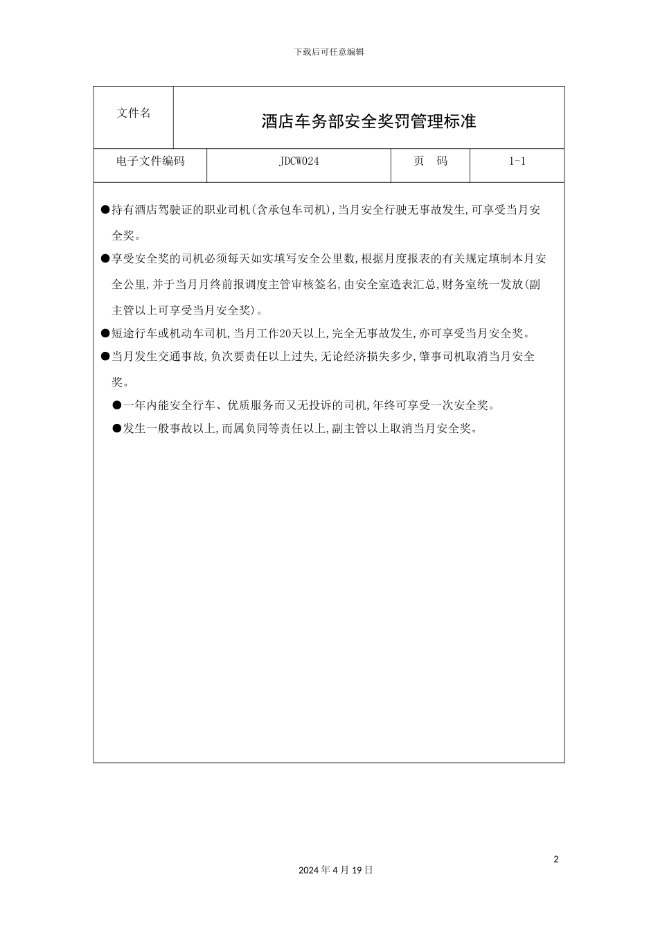 酒店车务部安全奖罚管理制度_第2页