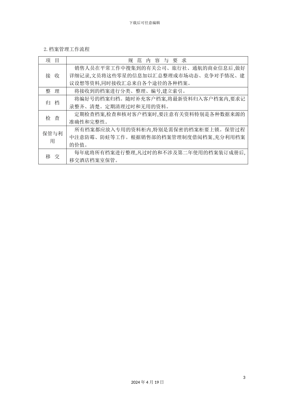 酒店销售部档案管理规范_第3页