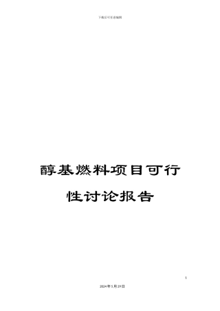 醇基燃料项目可行性研究报告