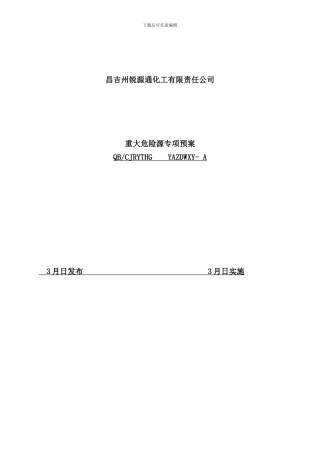 重大危险源专项应急预案评审通过的样本