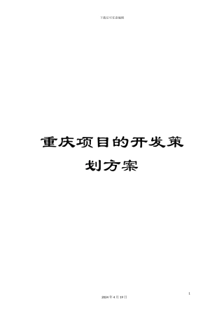 重庆项目的开发策划方案