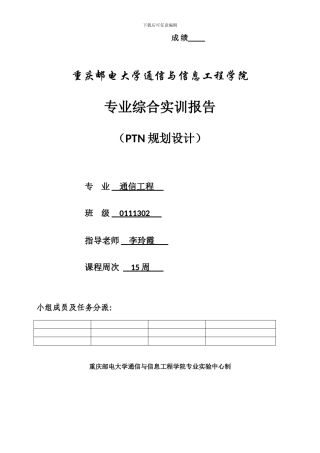 重邮传输工程规划设计综合PTN实训报告