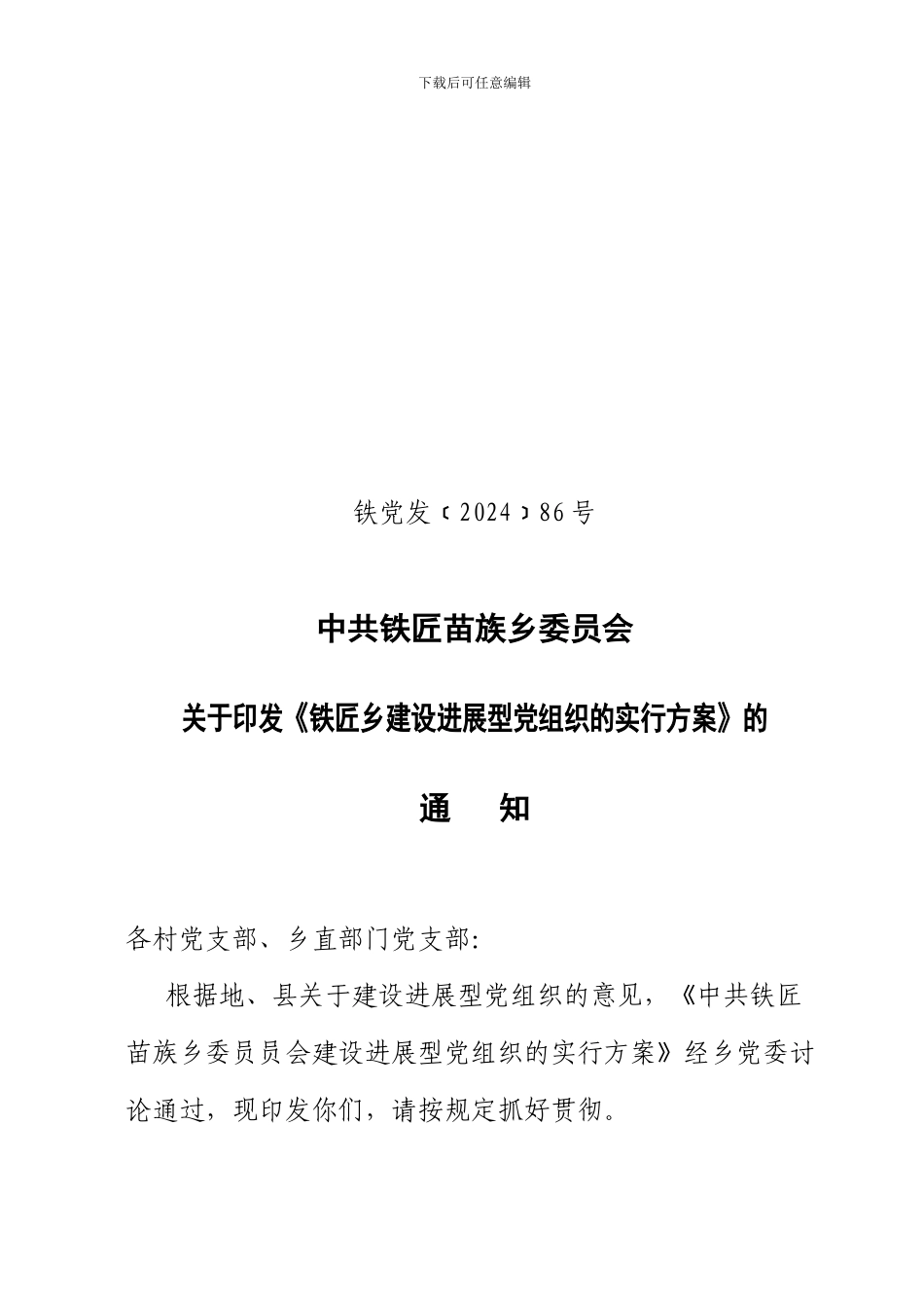 铁匠乡发展型党组织方案_第1页