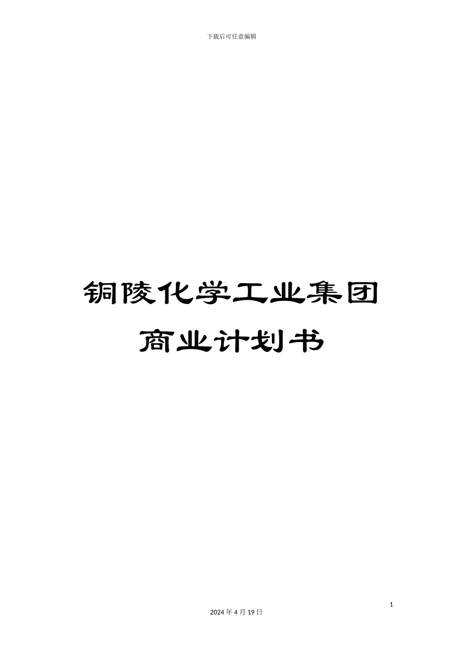 铜陵化学工业集团商业计划书_第1页