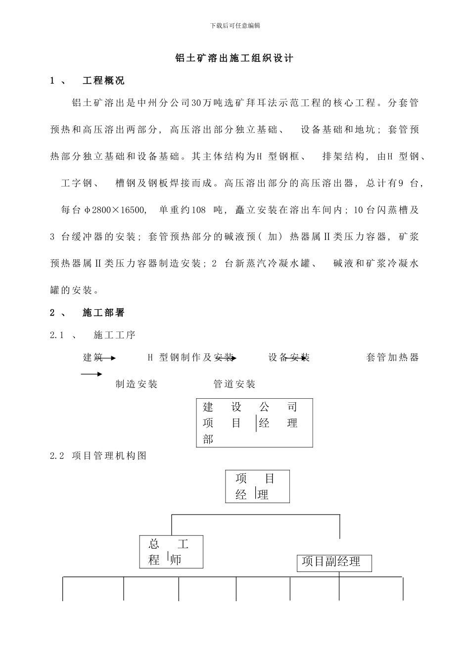 铝土矿溶出工程基础部分施工作业方样本_第1页