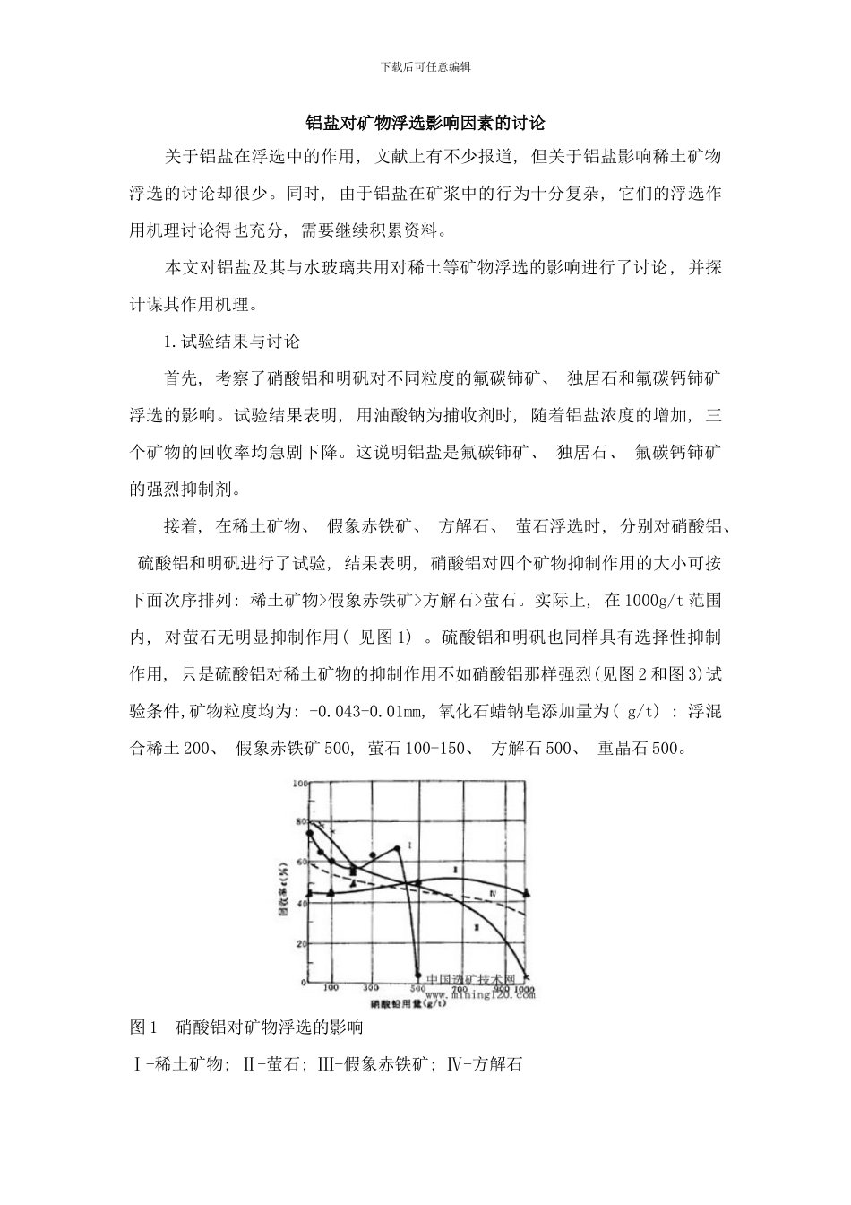 铝盐对矿物浮选影响因素的研究样本_第1页