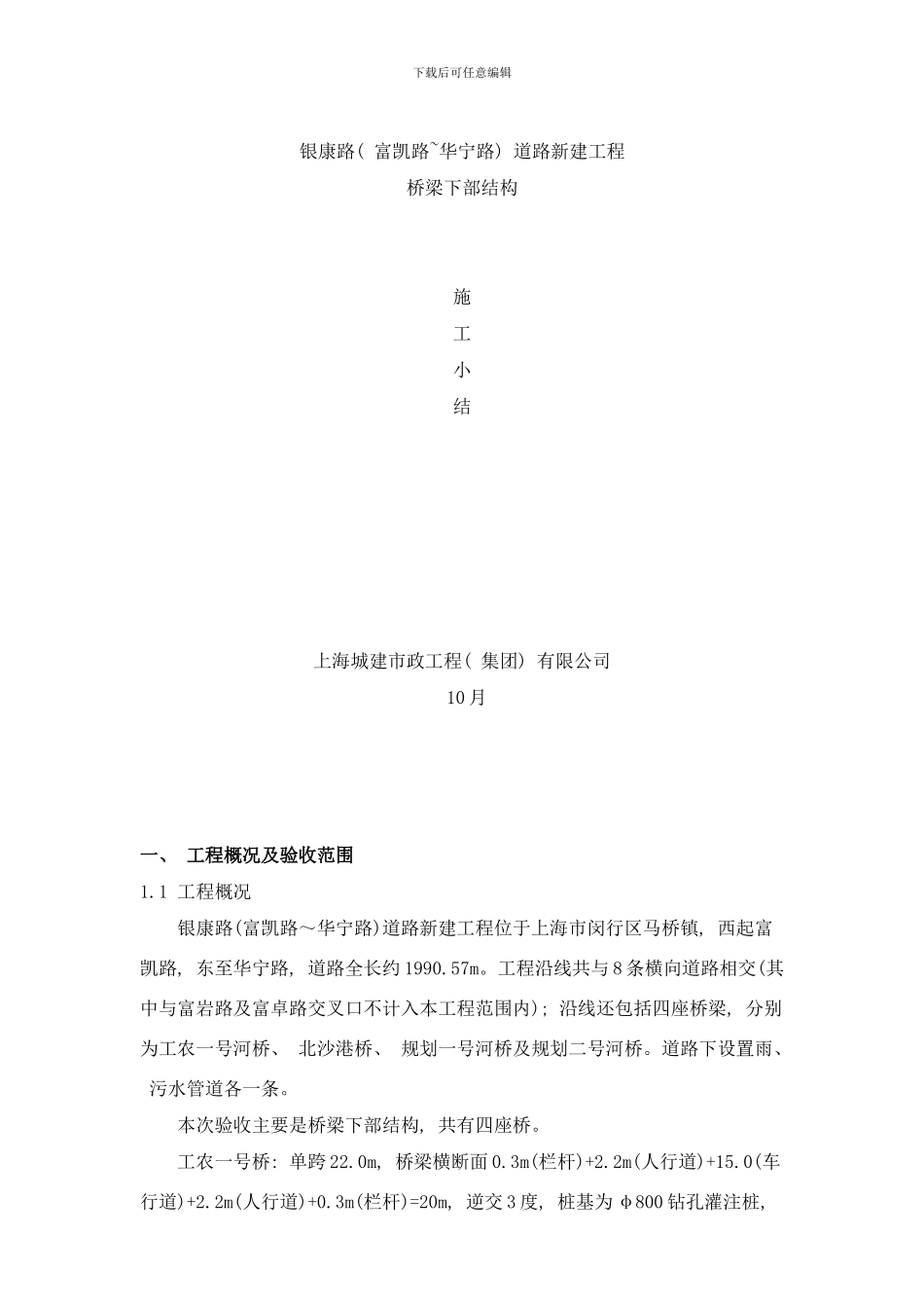 银康路桥梁下部结构验收施工小结样本_第1页