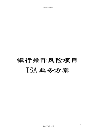 银行操作风险项目TSA业务方案